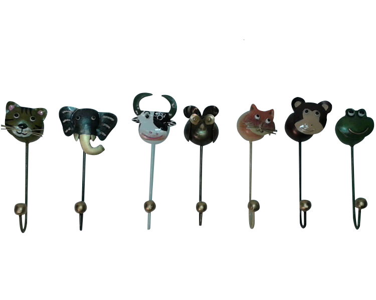 Set van 7 wandhaken dierfiguren