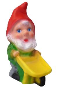 Kleine tuinkabouter met kruiwagen