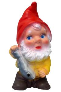 Kleine tuinkabouter met vis