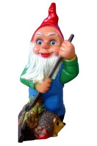 Tuinkabouter met hark en egel