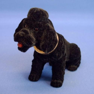 Zwarte poedel hoedenplank hondje
