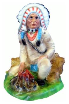 Indiaan zittend op boomstam