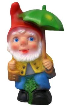 Kleine tuinkabouter met paraplu